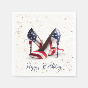 Geburtstags-Amerikanische-Flagge-High-Heel-Schuhe Serviette