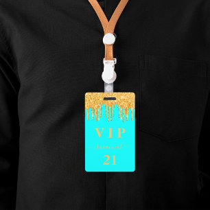 Geburtstags-aqua-gold-glitter-tropfen-monogramm vi ausweis