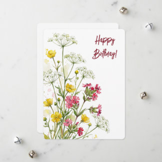 Geburtstags-Aquarell-Blumen-Wildblumen Feiertagskarte