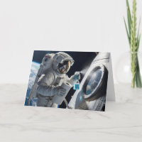 Geburtstags-Astronaut reinigt Fenster des Raumfahr