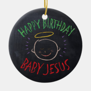 Geburtstags-Baby Jesus - Religiöser Weihnachtskale Keramik Ornament