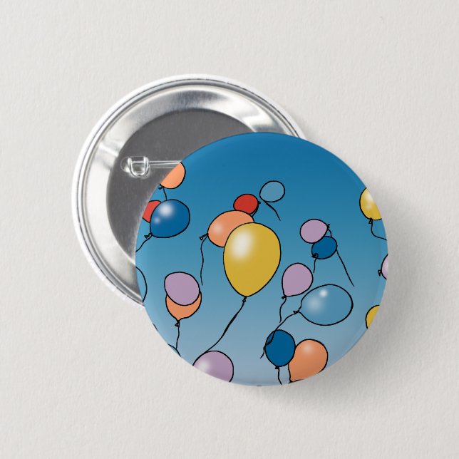 Geburtstags-Ballon-Feier Button (Vorne & Hinten)