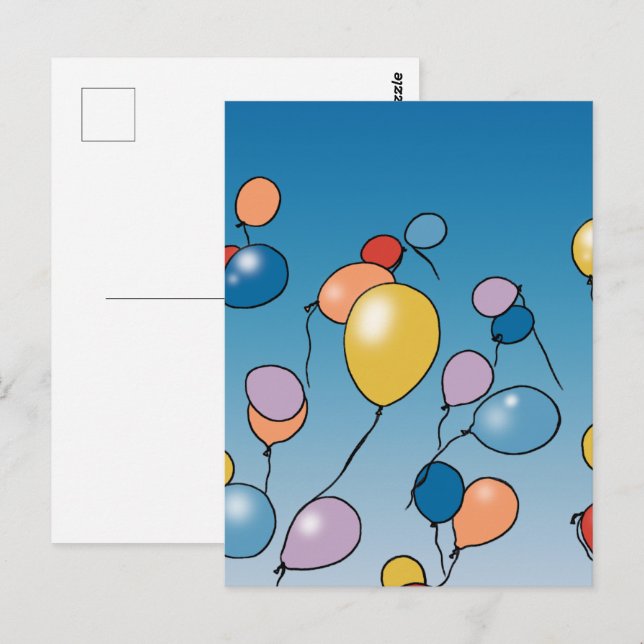 Geburtstags-Ballon-Feier Postkarte (Vorne/Hinten)