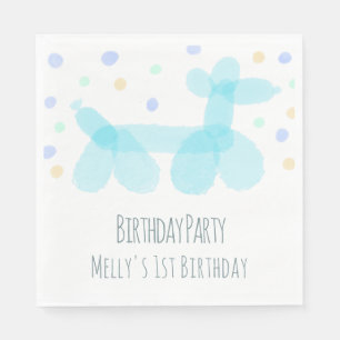 Geburtstags-Ballon-Tiere Blau Pastell Serviette