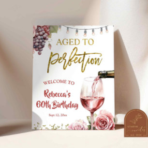 Geburtstags-Begrüßungszeichen für perfekten Wein Poster