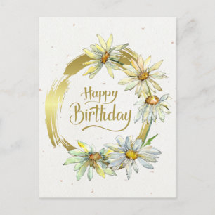 Geburtstags-Bibelvers Goldrahmen Gänseblümchen Postkarte