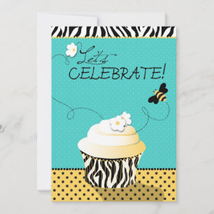 Geburtstags-Bienen-u. Kuchen-Geburtstag Einladung