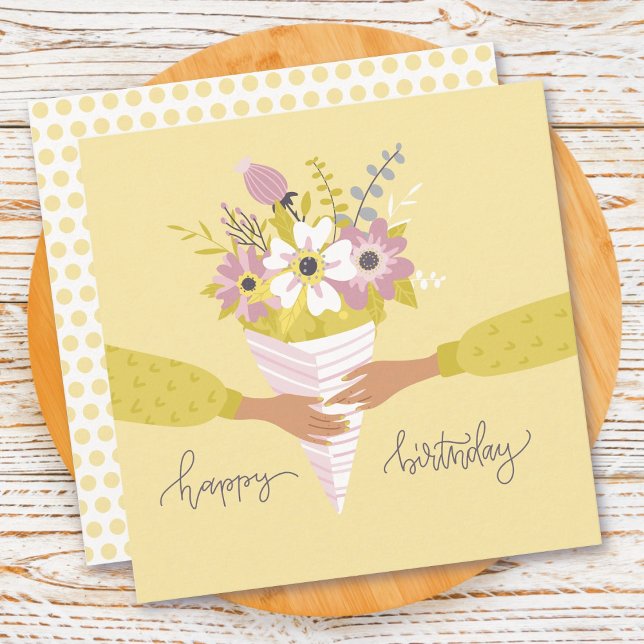 Geburtstags-Blume Bouquet-Flat-Karte (Von Creator hochgeladen)