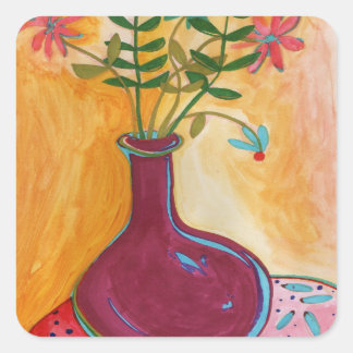 Geburtstags-Blume Quadratischer Aufkleber