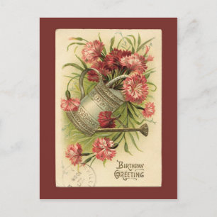 Geburtstags-Blumen-Gießkanne Vintage-Reproduktion Postkarte
