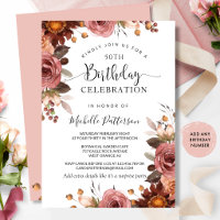 Geburtstags-, Blush- und Burgunder-Blumenhochzeit