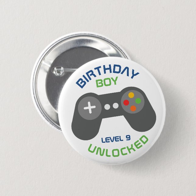 Geburtstags-Boy-Videospiele Themed Party Button (Vorne & Hinten)