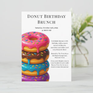 Geburtstags-Brunch-Party   Pfannkuchen & Donuts  Einladung