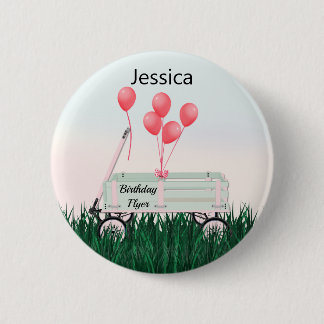 Geburtstags-Button für Mädchen mit Wagen-Pin Button