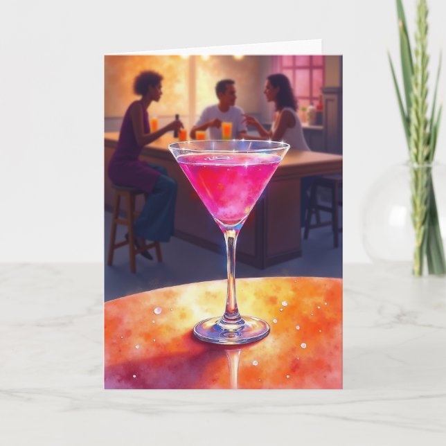 Geburtstags Cheers Ruby Drink Karte (Vorderseite)