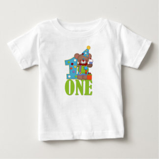 Geburtstags-Clown-Bär, erster Geburtstag Baby T-shirt