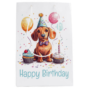Geburtstags-Dachshund-Hunde Mittlere Geschenktüte