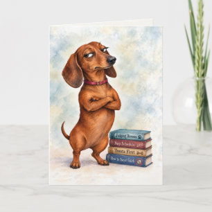 Geburtstags-Dachshund mit lustigen Büchern Karte