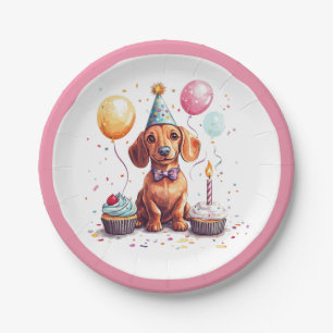 Geburtstags-Dackel-Hunde Pappteller