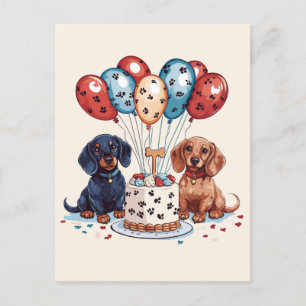 Geburtstags-Dackel-Hunde Postkarte