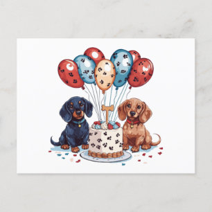 Geburtstags-Dackel-Hunde Postkarte