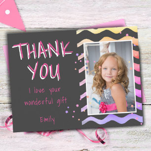 Geburtstags-Dankeschön-Kinder-Foto-Postkarte Rosa  Postkarte