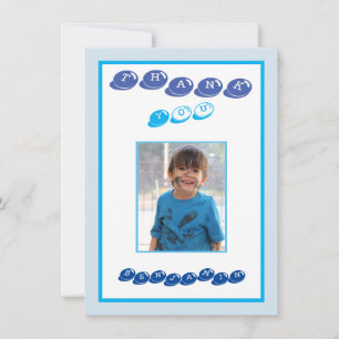 Geburtstags-Dankeschön-Kinder-Fotokarte Blau Junge Dankeskarte