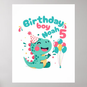 Geburtstags-Dinosaurier-Plakat mit individuellem N Poster