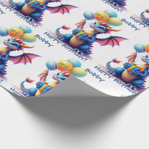 Geburtstags-Drache Name und Alter hinzufügen Geschenkpapier