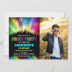 Geburtstags-Einladung für Jungen-Tanzparty-Foto Einladung
