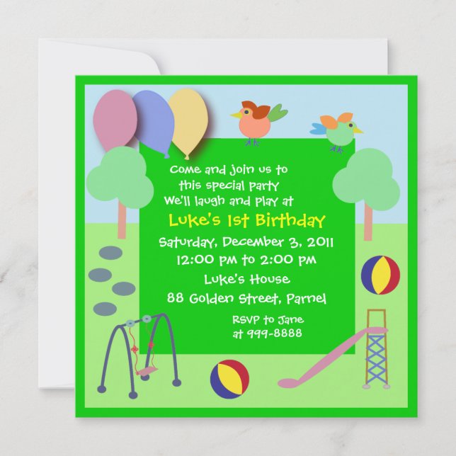 Geburtstags-Einladung: Spielplatz 006 Einladung (Vorderseite)