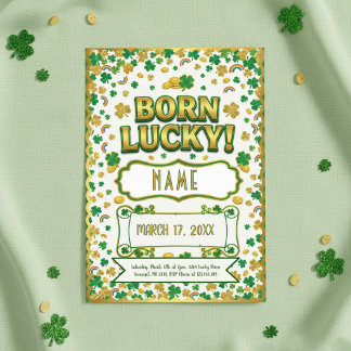 Geburtstags-Einladung zum St. Patrick’s Day „Born  Karte
