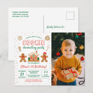 Geburtstags-Einladungsfoto zum Kuchenverzieren Postkarte