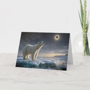 Geburtstags-Eisbär beim Betrachten einer Sonnenfin Karte