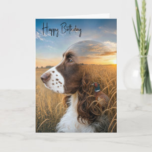 Geburtstags-English Springer Spaniel und Fasan Karte