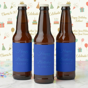 Geburtstags-Etiketten für Essen und Trinken - Blau Bierflaschenetikett