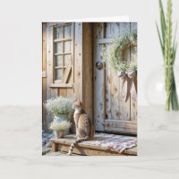 Geburtstags-Farmhouse-Katze mit Baby's Breath-Kran