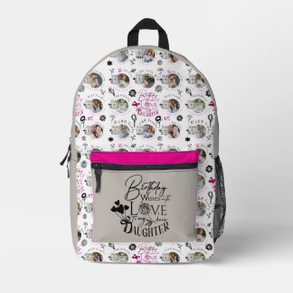 Geburtstags-Foto-Collage-Typografie für Töchter Bedruckter Rucksack