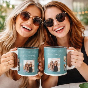 Geburtstags-Foto die besten Freunde benennen grüne Tasse