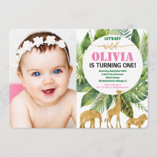 Geburtstags-Foto-Einladungsmädchen wildes der Einladung