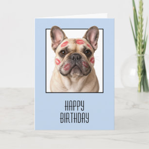 Geburtstags-Französische-Bulldogge mit Lippenstift Karte