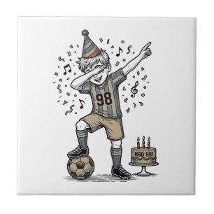 Geburtstags-Fußball-Junge-Dab-Vintage-Gravur-Shirt Fliese