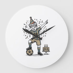 Geburtstags-Fußball-Junge-Dab-Vintage-Gravur-Shirt Große Wanduhr