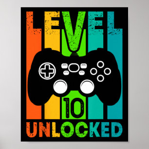 Geburtstags-Gamer-Junge oder Gamer-Girl - Stufe 10 Poster