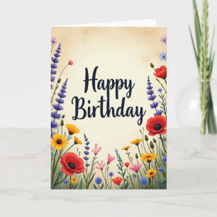 Geburtstags-Geblümt-Wiesen-Karte Karte