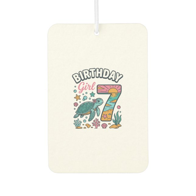 Geburtstags-Geburtstags-Schildkröte 7. Geburtstag  Autolufterfrischer (Vorderseite)