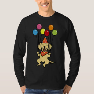 Geburtstags-Gelbes Labrador und Balloons T-Shirt