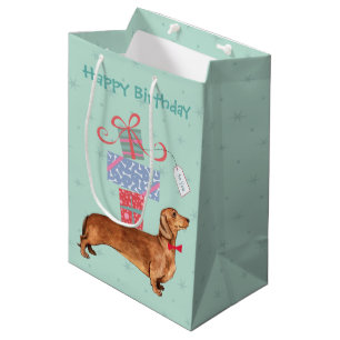 Geburtstags-Geschenk-Dackel Mittlere Geschenktüte