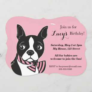 Geburtstags-Gewohnheits-Einladung Bostons Terrier Einladung