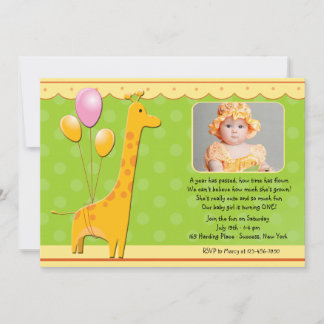 Geburtstags-Giraffe-Foto Einladung